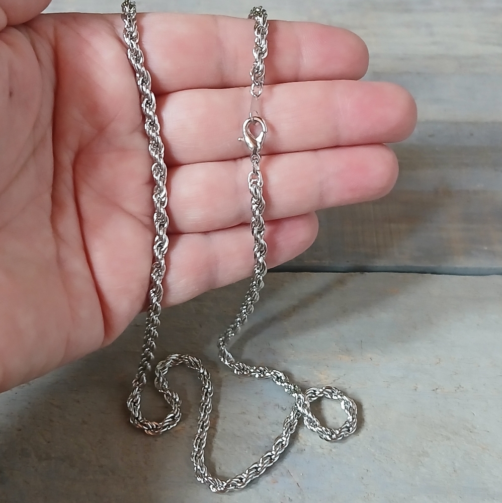 White Gold 14KGP Thick Rope Chain Necklace 22"
